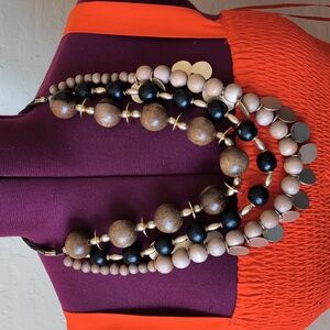 Anthropologie Multi-Strand Wooden Bead Necklace